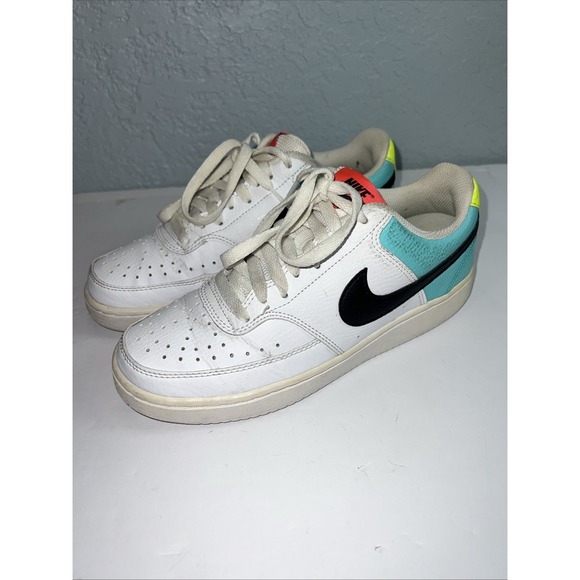 Nike Shoes - Nike Womens Court Vision Lo White Aqua Black Green Size 7.5 Shoes CZ9352-100